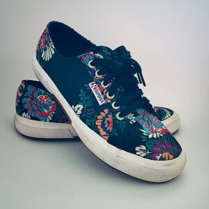 Superga Women's Black Floral Brocade Sneakers 41 Size 9.5